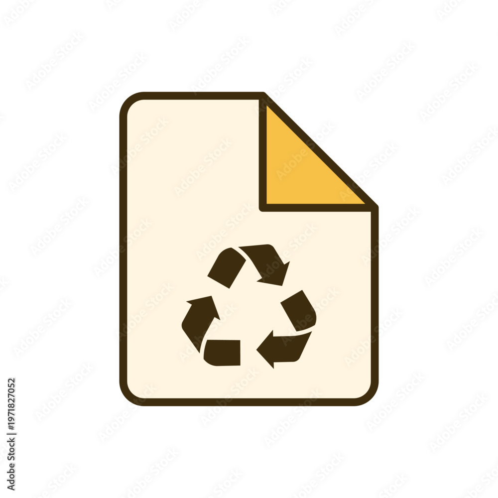 Obraz premium Recycle document file icon with recycling symbol sustainability concept clean outline and solid style