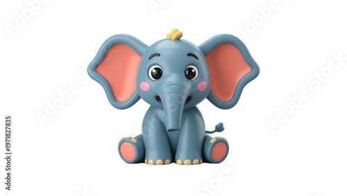 A cheerful cartoon elephant with big ears and a playful expression Vector