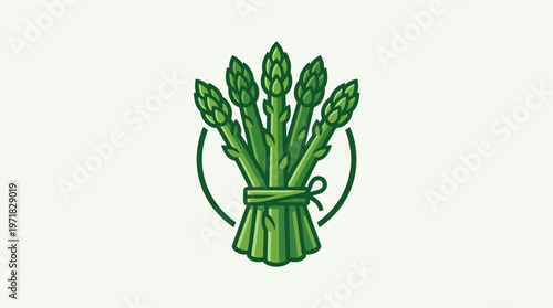 Fresh Green Asparagus Bunch with Circle Branding