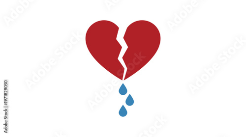 Broken Heart Symbol with Tears