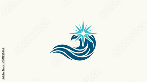 Abstract Logo Of Wave And Starburst