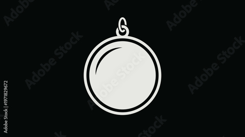 Minimalist Silver Pendant on Black Background