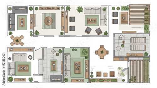 Modern Apartment Floor Plan with Open Living Spaces and Balconies