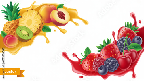 Colorful cartoon fruits with playful expressions and vibrant colors Vector