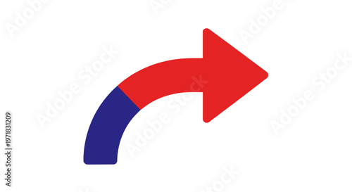 Red and blue directional curved arrow.