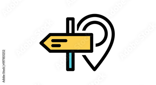 Directional Sign Post with Ear Icon.