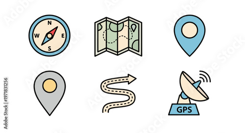 Navigation icons for travel and direction.