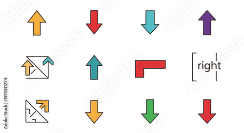 Collection of colorful arrow symbols.
