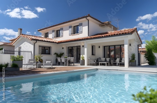 Modern house with swimming pool in france