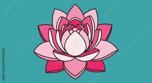 Modern Flat Lotus Flower Vector Illustration for Vesak Day Design
