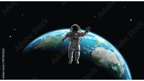 Astronaut Floating Near Earth, Space Exploration, Future Technology, Science Mission