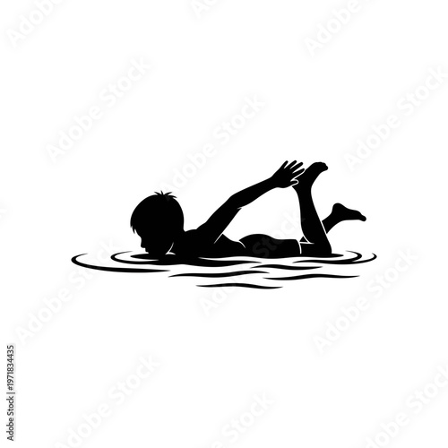 Silhouette of a Swimmer: A stylized silhouette of a swimmer glides effortlessly through the water, capturing the essence of aquatic motion and the joy of swimming.