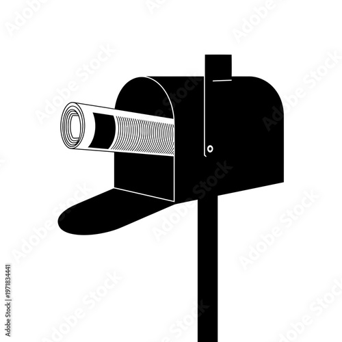 A Mailbox's Message: An artistic illustration of a mailbox, with a rolled-up newspaper extending from it, symbolizing communication, news, and delivery.