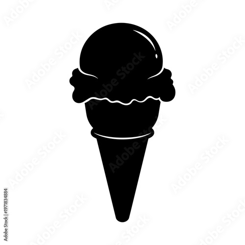 Sweet Silhouette: A minimalist, high-contrast silhouette of a classic ice cream cone, a delightful treat. 