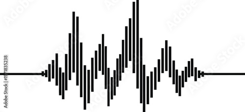 A minimalist black and white waveform illustration depicting an audio signal or heartbeat pattern on a neutral background high quality professional