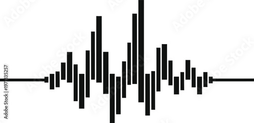 A minimalist depiction of an audio waveform is displayed on a plain background showcasing sound visualization and signal processing concepts