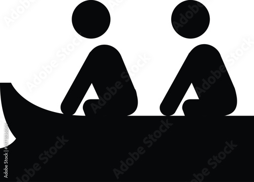 Canoeing and Kayaking Symbol Icon for Outdoor Recreationl Flat Design