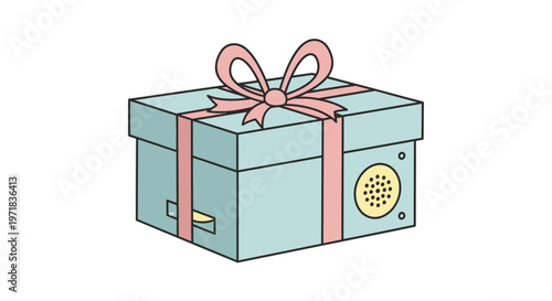 Gift box with pink ribbon tied.