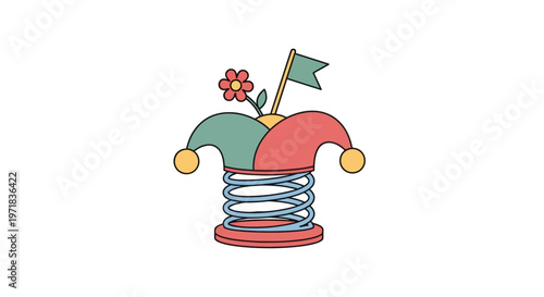 Colorful jester hat with spring.