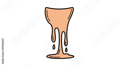 Brown liquid pouring down slowly.