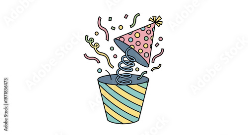 Colorful Party Popper with Hat.