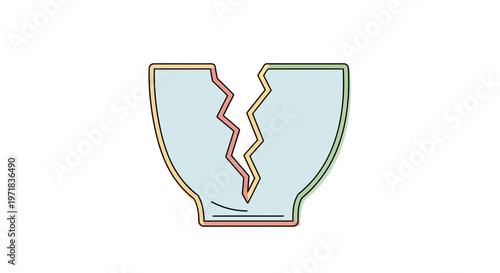 Broken Cup Isolated on White Background.