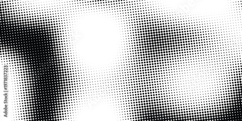Grunge halftone corner gradient. Distress fading grit noise background. Retro pixel backdrop texture. Black and white sand wallpaper. Vector textured gritty surface. Anime or manga style comic overlay