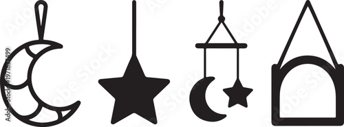 Minimalist black set of kitchen utensils and tools