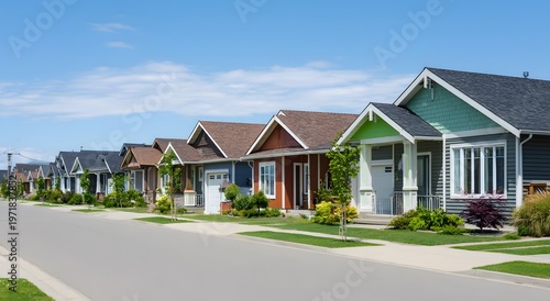 Row of single family homes on a suburban street