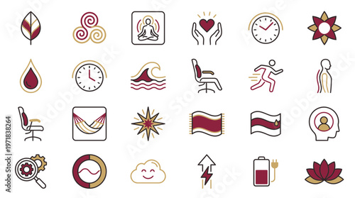 Icon Collection Featuring Energy and Wellness Concepts