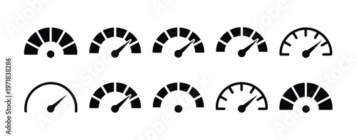 Speedometer icon speed indicator sign performance gauge dashboard technology concept clean vector design