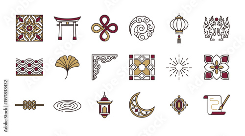 Displaying Icons with Geometric Patterns and Cultural Inspiration