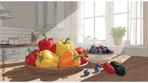 Fresh Kitchen Produce & Berries - Healthy Food Photography for Commercial Use