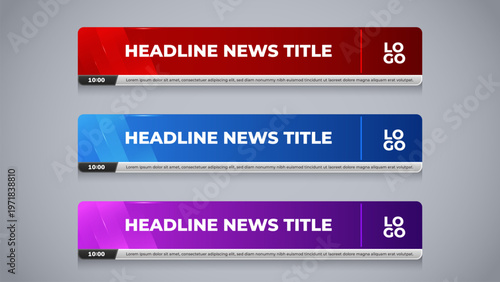 headline bar lower third with color variation for broadcast media banner template