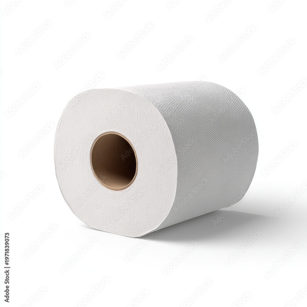 Fototapeta premium Toilet paper roll isolated on white background with soft texture
