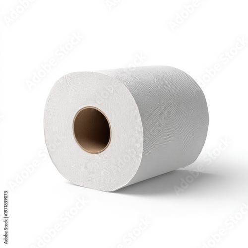 Toilet paper roll isolated on white background with soft texture