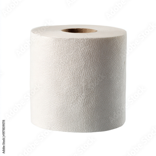Toilet paper roll isolated on white background with soft texture