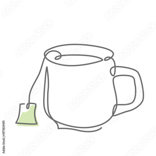 Cup tea one line drawing. Cup tea single line illustration. Cup tea minimalist line art. Cup tea vector art