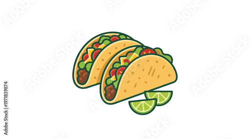 Delicious Vector Tacos with Lime Slices