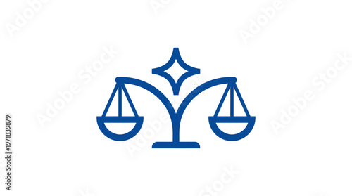 Elegant Blue Justice Scale Logo On White Background