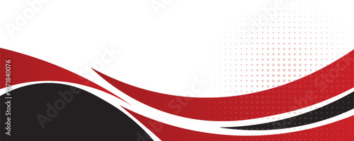 Gelombang merah abstrak mengalir dalam latar belakang hitam dan putih. elemen kurva latar belakang garis merah. Jas untuk bisnis, sampul, header, wallpaper, korporat, situs web, selebaranPrint
