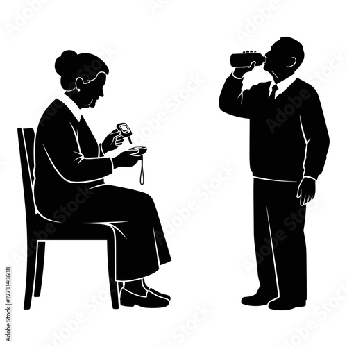 A professional interview with a recording device and a seated participant Vector, illustration