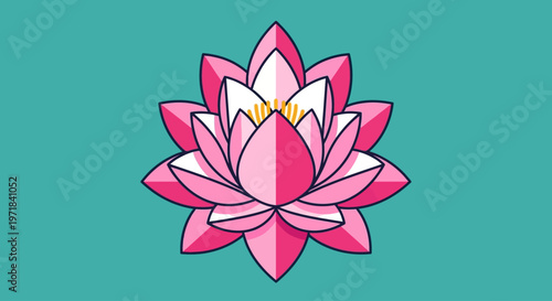 Pink lotus blossom icon, symbolizing purity and spiritual awakening, ideal for Vesak, the Day of the Full Moon, and peaceful cultural designs