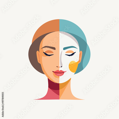 Woman's face with closed eyes a white mask and yellow cream skin care beauty treatment