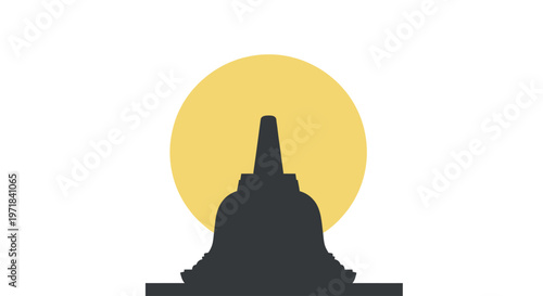 Sacred silhouette of an ancient stupa against a radiant full moon, embodying peace and spiritual enlightenment central to Vesak, the Day of the Full Moon