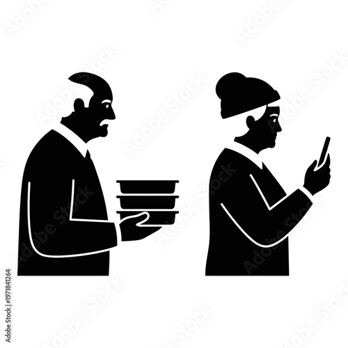 Contrast between traditional and modern communication methods in daily life Vector, illustration