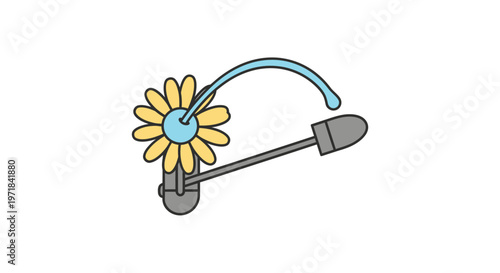 Flower on a watering can nozzle.