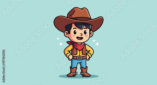 Cute Cowboy Kid Character Illustration.