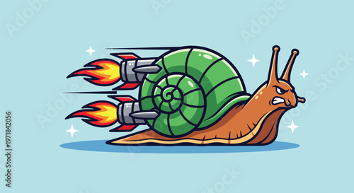 Fast Snail with Rockets Illustration 1.