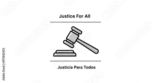 Justice gavel icon, law symbol, court illustration, justice for all, legal vector